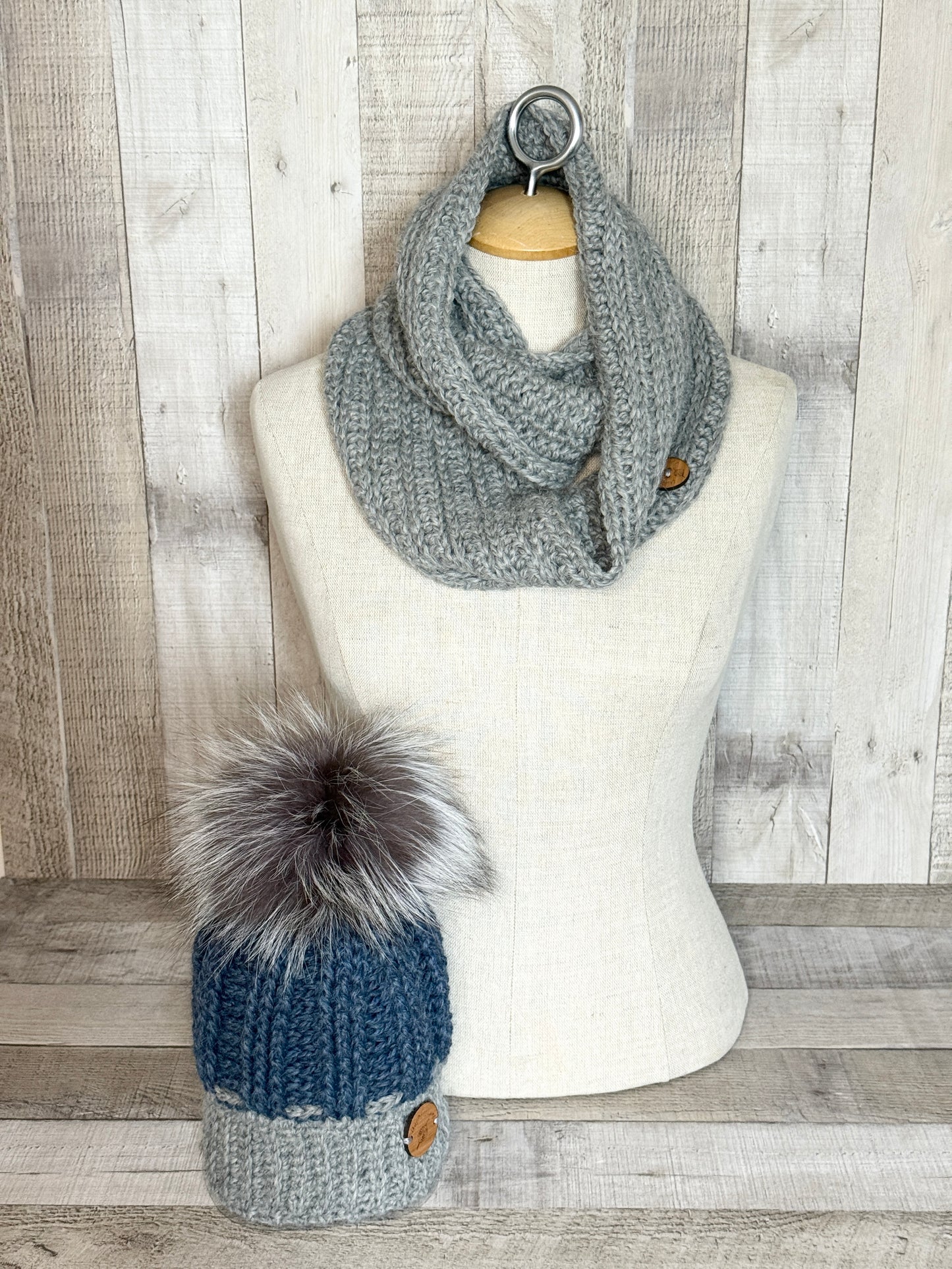 Ensemble tuque et écharpe en alpaga et laine