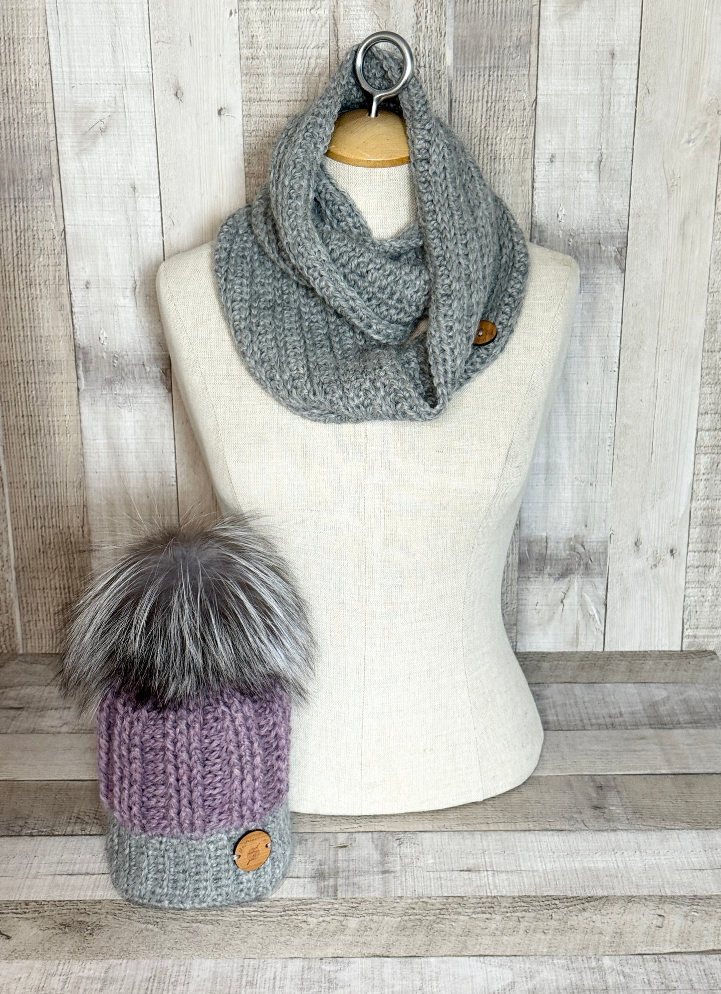 Ensemble tuque et écharpe en alpaga et laine