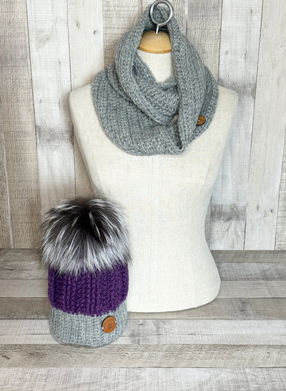 Ensemble tuque et écharpe en alpaga et laine